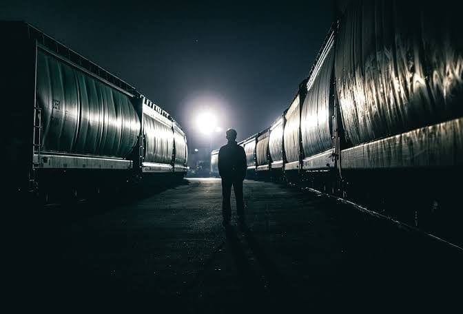Man walking at night